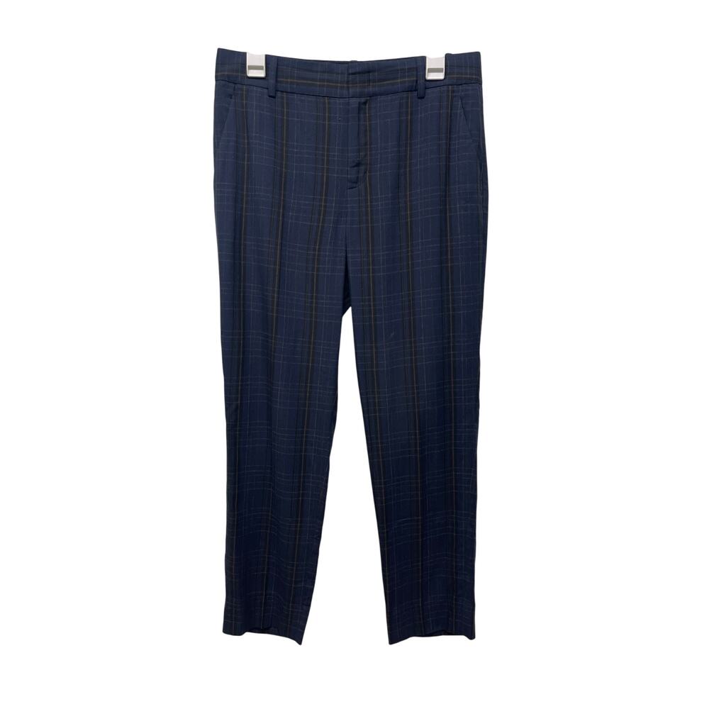 Vince Women's Modern Plaid Crop pants high rise in coastal 6 academia workwear
